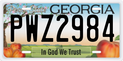 GA license plate PWZ2984