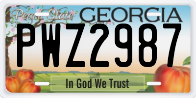 GA license plate PWZ2987