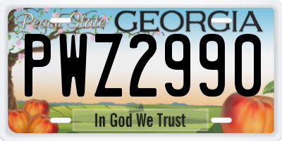 GA license plate PWZ2990
