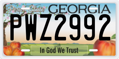 GA license plate PWZ2992