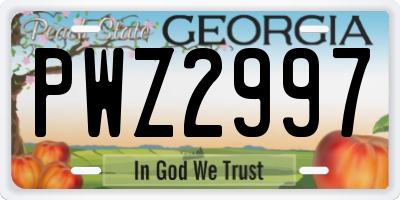 GA license plate PWZ2997