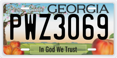 GA license plate PWZ3069