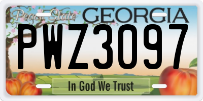 GA license plate PWZ3097