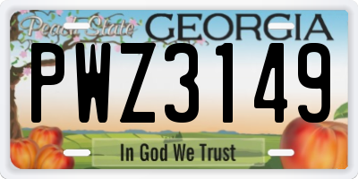 GA license plate PWZ3149