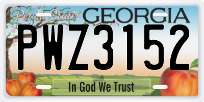 GA license plate PWZ3152
