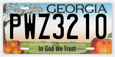 GA license plate PWZ3210