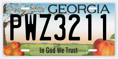 GA license plate PWZ3211