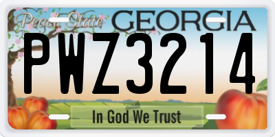 GA license plate PWZ3214