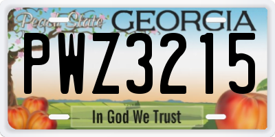 GA license plate PWZ3215