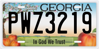 GA license plate PWZ3219