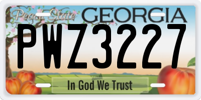 GA license plate PWZ3227