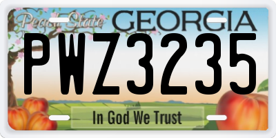 GA license plate PWZ3235