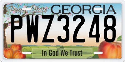 GA license plate PWZ3248