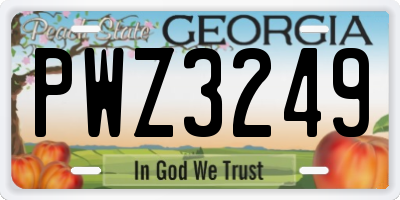 GA license plate PWZ3249