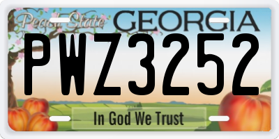 GA license plate PWZ3252