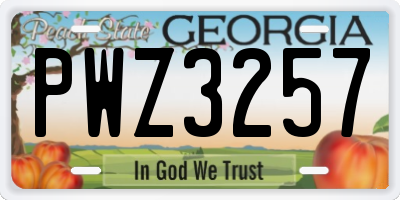 GA license plate PWZ3257