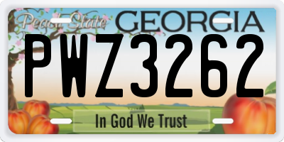 GA license plate PWZ3262