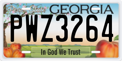 GA license plate PWZ3264