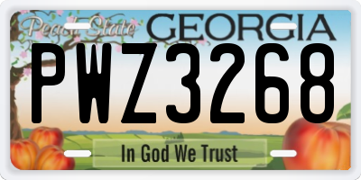 GA license plate PWZ3268