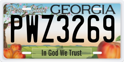 GA license plate PWZ3269