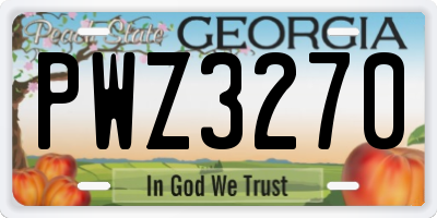GA license plate PWZ3270