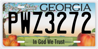 GA license plate PWZ3272