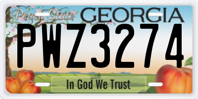 GA license plate PWZ3274