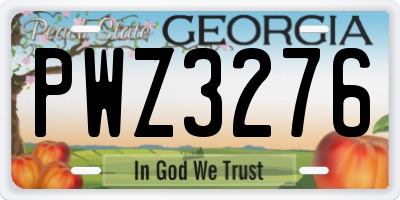 GA license plate PWZ3276