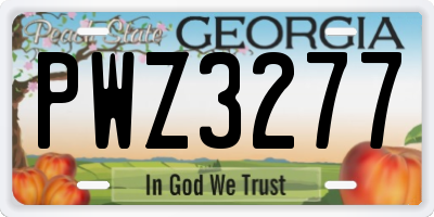 GA license plate PWZ3277