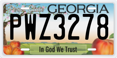 GA license plate PWZ3278