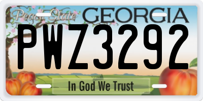 GA license plate PWZ3292