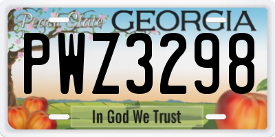 GA license plate PWZ3298