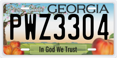 GA license plate PWZ3304