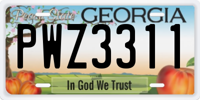 GA license plate PWZ3311