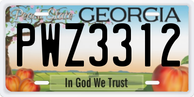 GA license plate PWZ3312