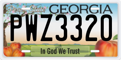 GA license plate PWZ3320