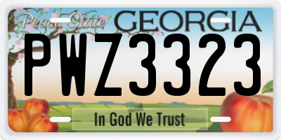 GA license plate PWZ3323