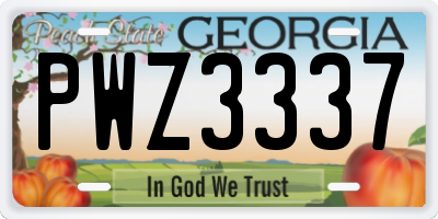 GA license plate PWZ3337
