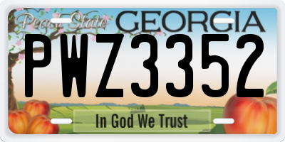 GA license plate PWZ3352