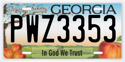 GA license plate PWZ3353