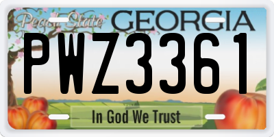 GA license plate PWZ3361