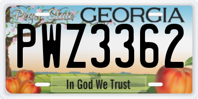 GA license plate PWZ3362