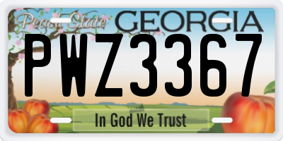 GA license plate PWZ3367