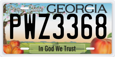 GA license plate PWZ3368