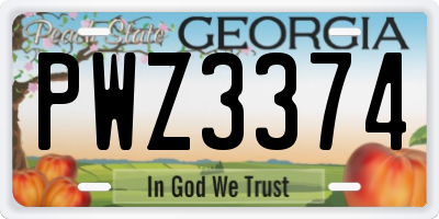 GA license plate PWZ3374