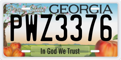 GA license plate PWZ3376