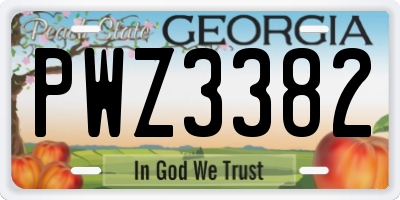 GA license plate PWZ3382