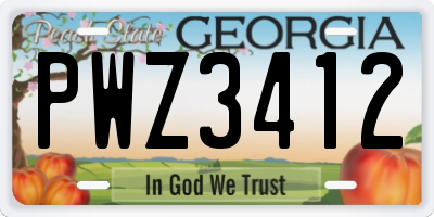 GA license plate PWZ3412