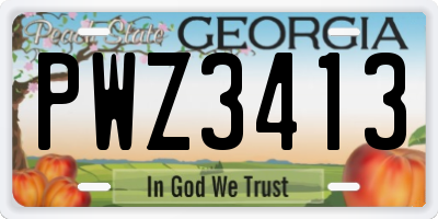 GA license plate PWZ3413