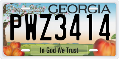 GA license plate PWZ3414